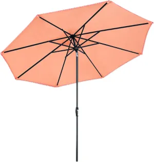 Tempera Striped Patio Umbrellas Outdoor Table Market Umbrellas with Crank & Pust Button Tilt|Auto-Tilt, 8 Steel Ribs, High Color-Fastness Canopy