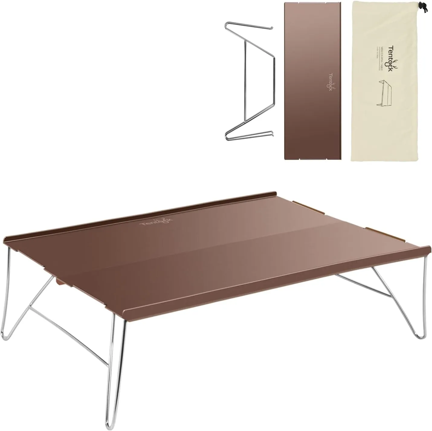 Tentock Folding Ultralight Camping Table Mini Portable Table with Aluminum Alloy Desktop for Indoor and Outdoor Use for Fishing Picnic and Camping (Gold)