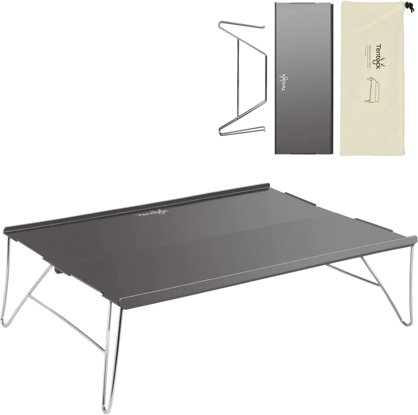 Tentock Folding Ultralight Camping Table Mini Portable Table with Aluminum Alloy Desktop for Indoor and Outdoor Use for Fishing Picnic and Camping (Gray)