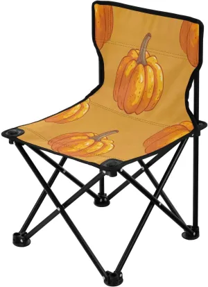 Thanksgiving Cartoon Pumpkin Portable Outdoor Folding Chair Anti-Slip Padded Oxford Cloth Stool Camping Chair Small for Beach Hiking Fishing Gardening Quad Camp Chair