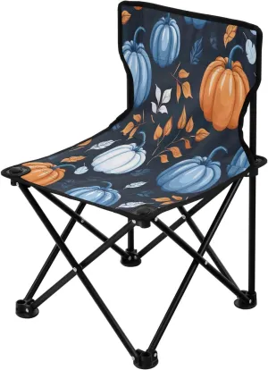 Thanksgiving Cartoon Pumpkin Portable Outdoor Folding Chair Anti-Slip Padded Oxford Cloth Stool Camping Chair Small for Beach Hiking Fishing Gardening Quad Camp Chair