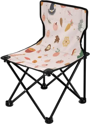 Thanksgiving Pumpkin Turkey Portable Outdoor Folding Chair Anti-Slip Padded Oxford Cloth Stool Camping Chair Small for Beach Hiking Fishing Gardening Quad Camp Chair