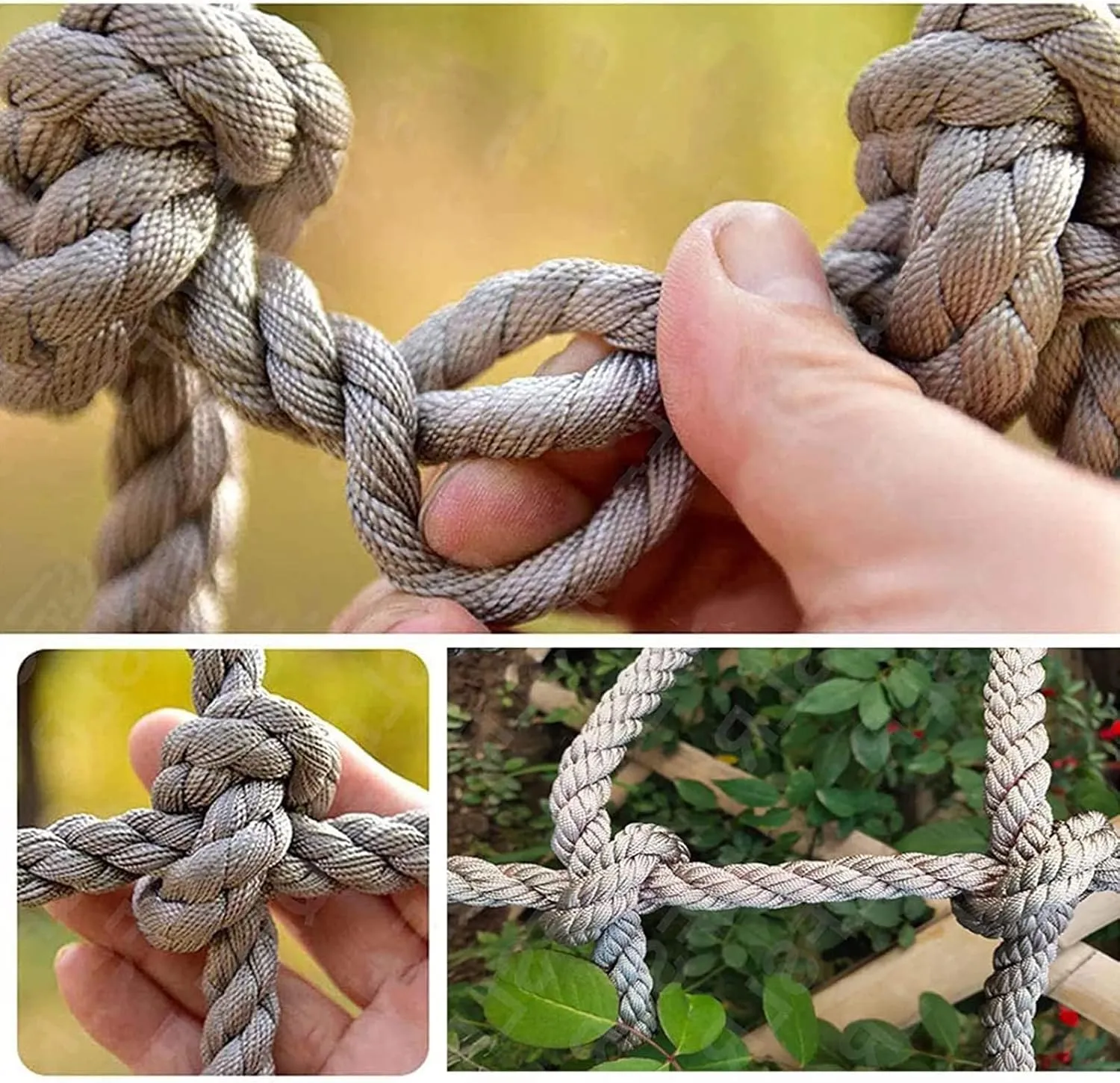 Thick 0.47" Playground Net Heavy Duty Climbing Rope Safety Net Treehouse Netting Cargo Rope Ladder Truck Trailer Fence Netting,2Mx6M(6.6FTx19.7FT)