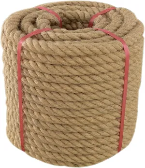 Thick Twisted Manila Ropes 1/2inx100ft Natural Jute Rope Heavy Duty Hemp Rope for Swing Bed, Crafts, Railing, Tug of War, Landscaping, Gardening, Bundling, Hammock, Home Decorating