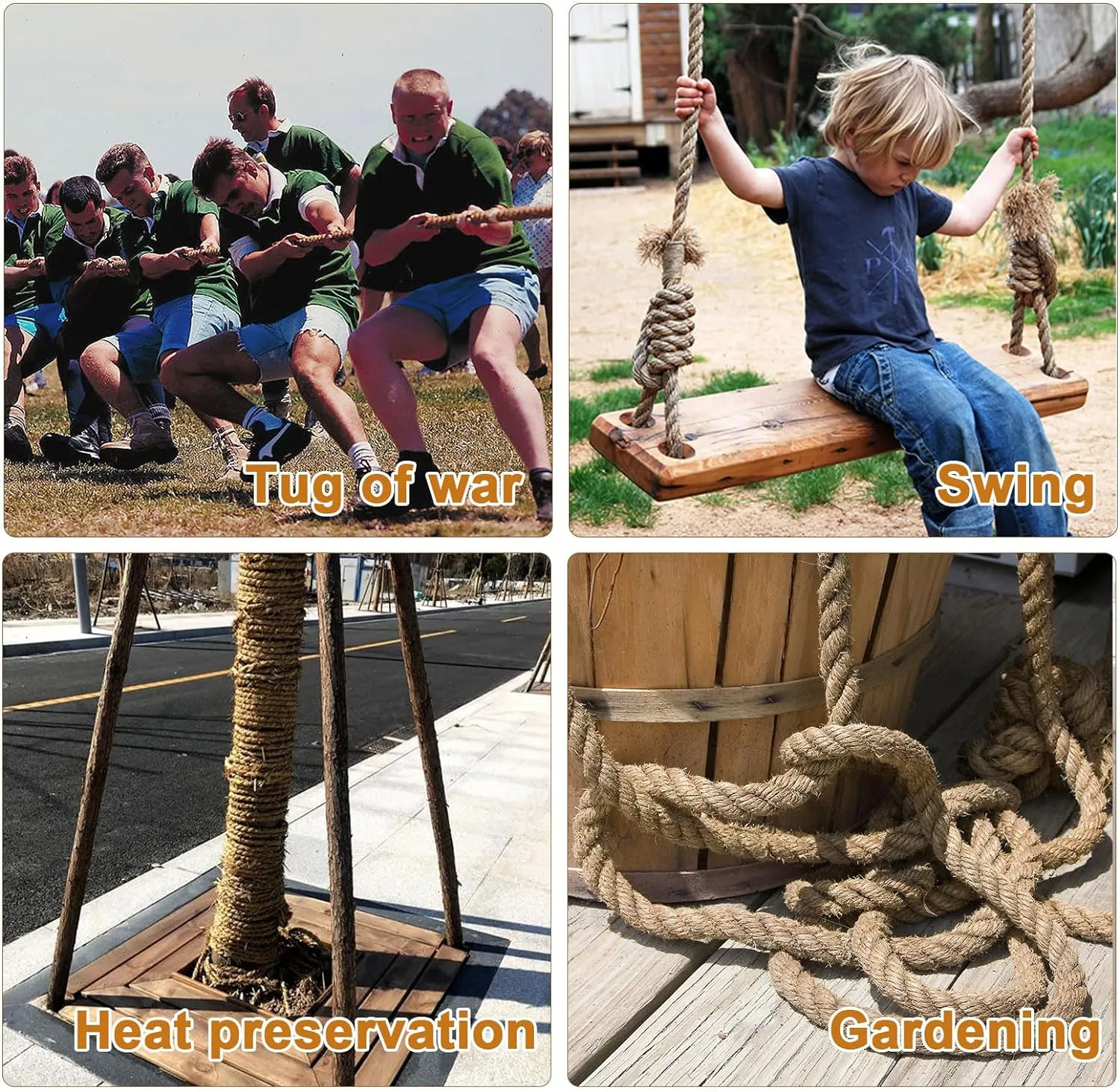 Thick Twisted Manila Ropes 1/2inx100ft Natural Jute Rope Heavy Duty Hemp Rope for Swing Bed, Crafts, Railing, Tug of War, Landscaping, Gardening, Bundling, Hammock, Home Decorating