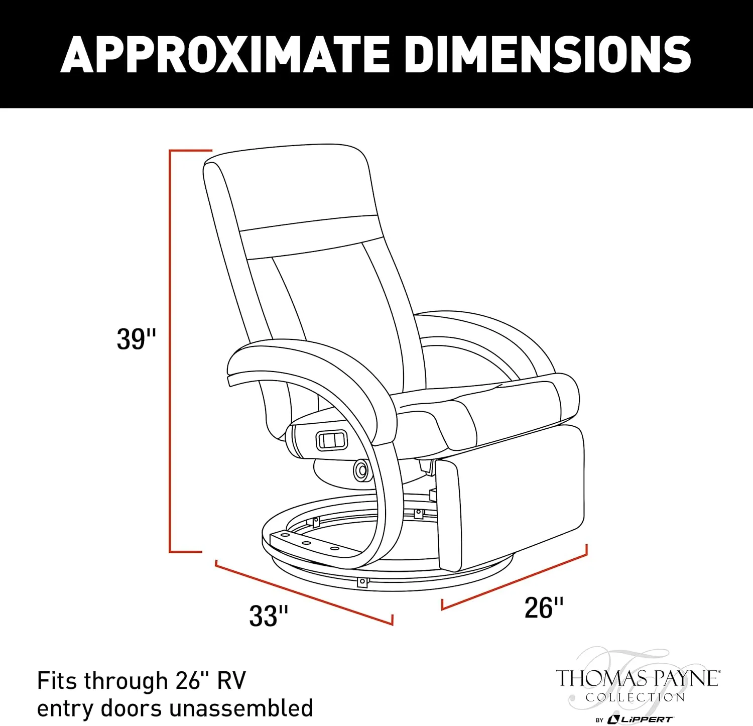 Thomas Payne RV Euro Recliner with Footrest , Vinyl - Millbrae