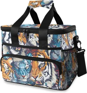 Tiger Forest Animal Cooler Bag Insulated Cooler Soft Sided Cooler 24 Can Portable Picnic Bag Large Leakproof Lunch Bag Box for Beach Grocery Camping Travel Car Men Women