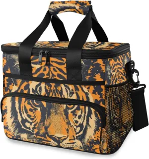 Tiger Orange Head Cooler Bag Insulated Cooler Soft Sided Cooler 24 Can Portable Picnic Bag Large Leakproof Lunch Bag Box for Beach Grocery Camping Travel Car Men Women