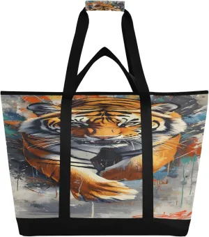 Tiger Reusable Insulated Cooler Bag with Ice Pack Compartment - Large 47L Waterproof Thermal Grocery Tote for Picnic Beach Camping Lunch Storage