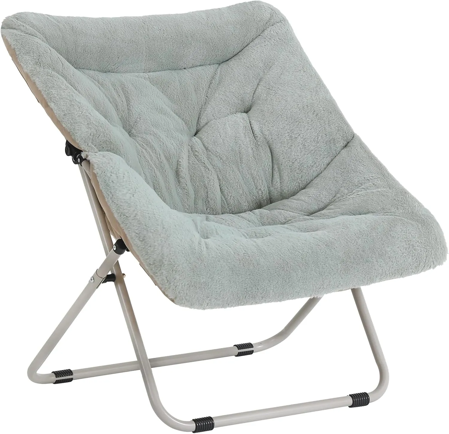 Tiita Comfy Folded Chair, Soft Faux Fur Oversized Folding Accent Chair, Lounge Lazy Chair for Kids Teens Adults, Metal Frame Moon Chair for Bedroom, Living Room, Dorm Rooms