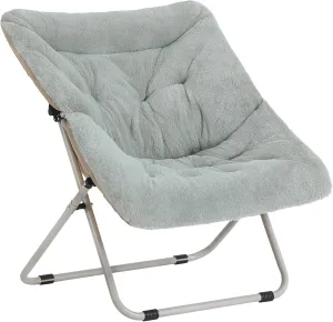 Tiita Comfy Folded Chair, Soft Faux Fur Oversized Folding Accent Chair, Lounge Lazy Chair for Kids Teens Adults, Metal Frame Moon Chair for Bedroom, Living Room, Dorm Rooms