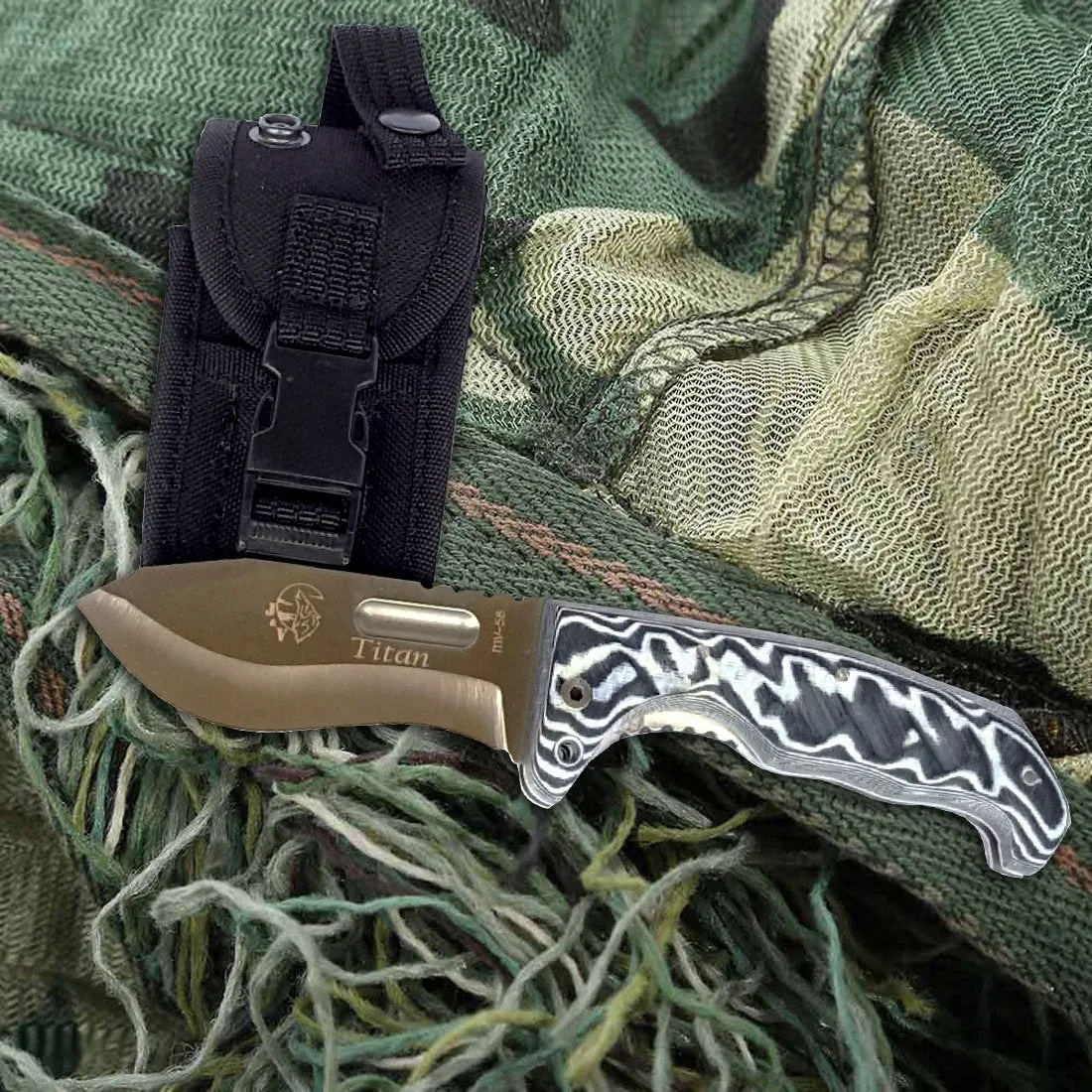 Titan 4" Hunting Folding Knife - Micarta Handle