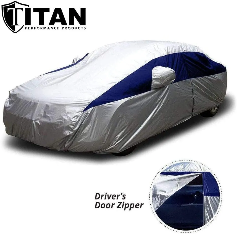 Titan Brilliant Color Poly 210T Car Cover for Large Sedans 203-212". Waterproof, UV Protection, Scratch Resistant, Driver-Side Zippered Opening. Fits Avalon, XTS, 6-8 and More.