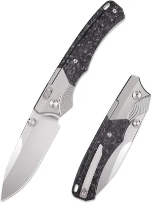 Titanium Pocket Knife WD107 Series, EDC Button Lock Knife, Pearlescent M390 Blade, Men Women Daily Carry Lightweight Folding Knife, Sharp Fishing Camping Knives (Titanium)