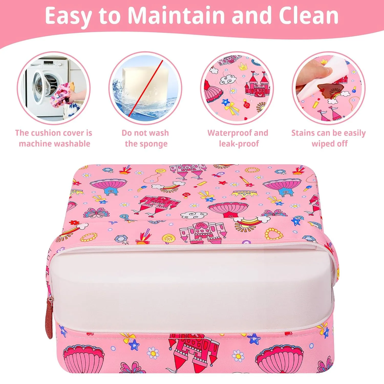 Toddler Booster Seat for Kitchen Chair, Non-Slip Kids Dining Table Booster Seat with Adjustable Safer Straps, Portable Baby Eating Travel Camping Increasing Cushion