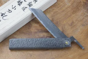 Tomita Hammer-tone White-2 Steel Higonokami Folding Knife (Wooden box included)