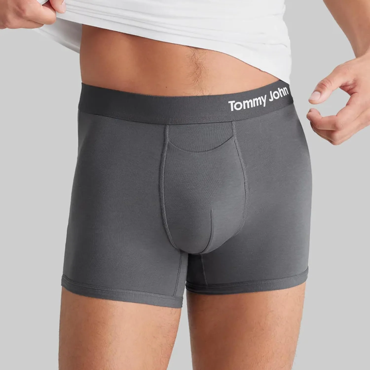 Tommy John Men’s Trunk 4" Underwear, Supima Cool Cotton Boxer Briefs with Supportive Contour Pouch, Soft Breathable Waistband
