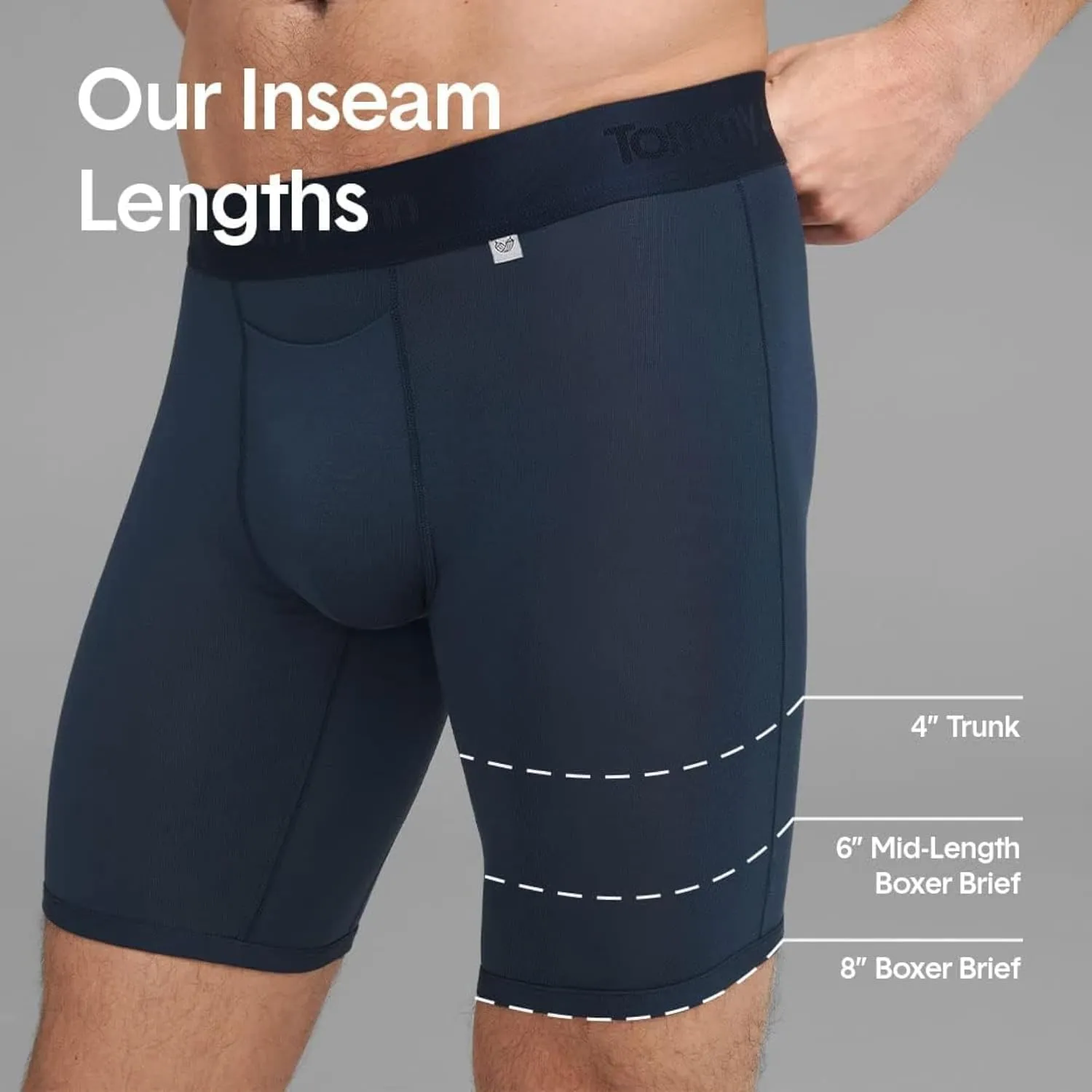 Tommy John Men’s Trunk 4" Underwear, Supima Cool Cotton Boxer Briefs with Supportive Contour Pouch, Soft Breathable Waistband