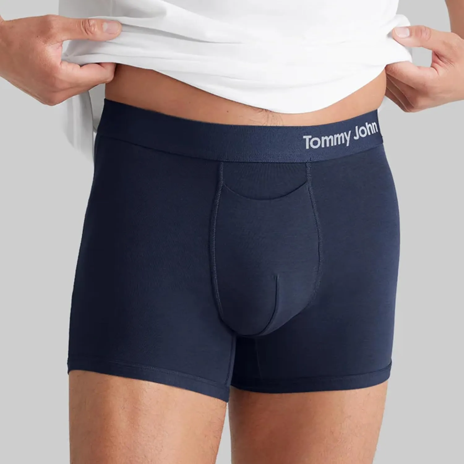 Tommy John Men’s Trunk 4" Underwear, Supima Cool Cotton Boxer Briefs with Supportive Contour Pouch, Soft Breathable Waistband