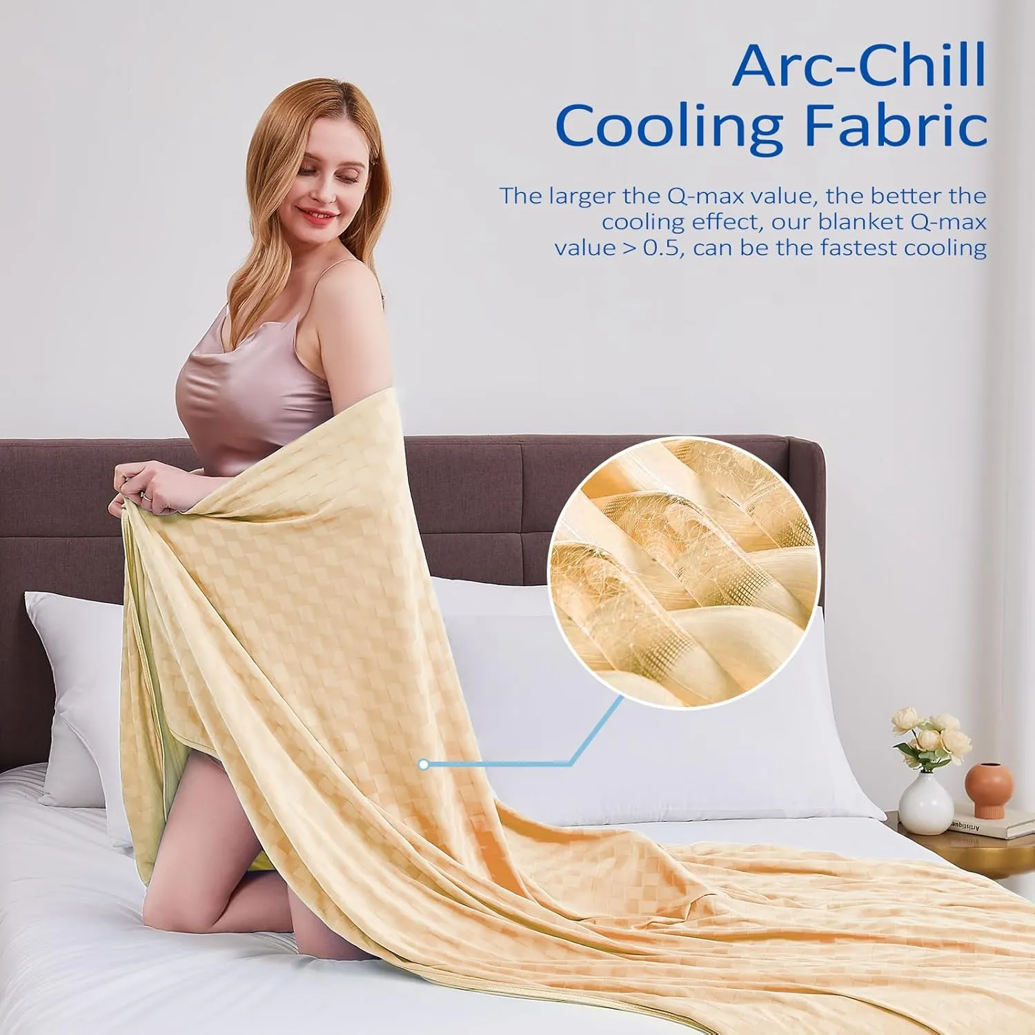 Topcee Cooling Blanket, Summer Cooling Blankets for Hot Sleepers, Arc-Chill Q-Max>0.5 Cool Fiber, Oeko-TEX 100% Certified, Soft, Breathable, Double-Side Bed Throw,Keep Cool for Adults Kids 50"x70"