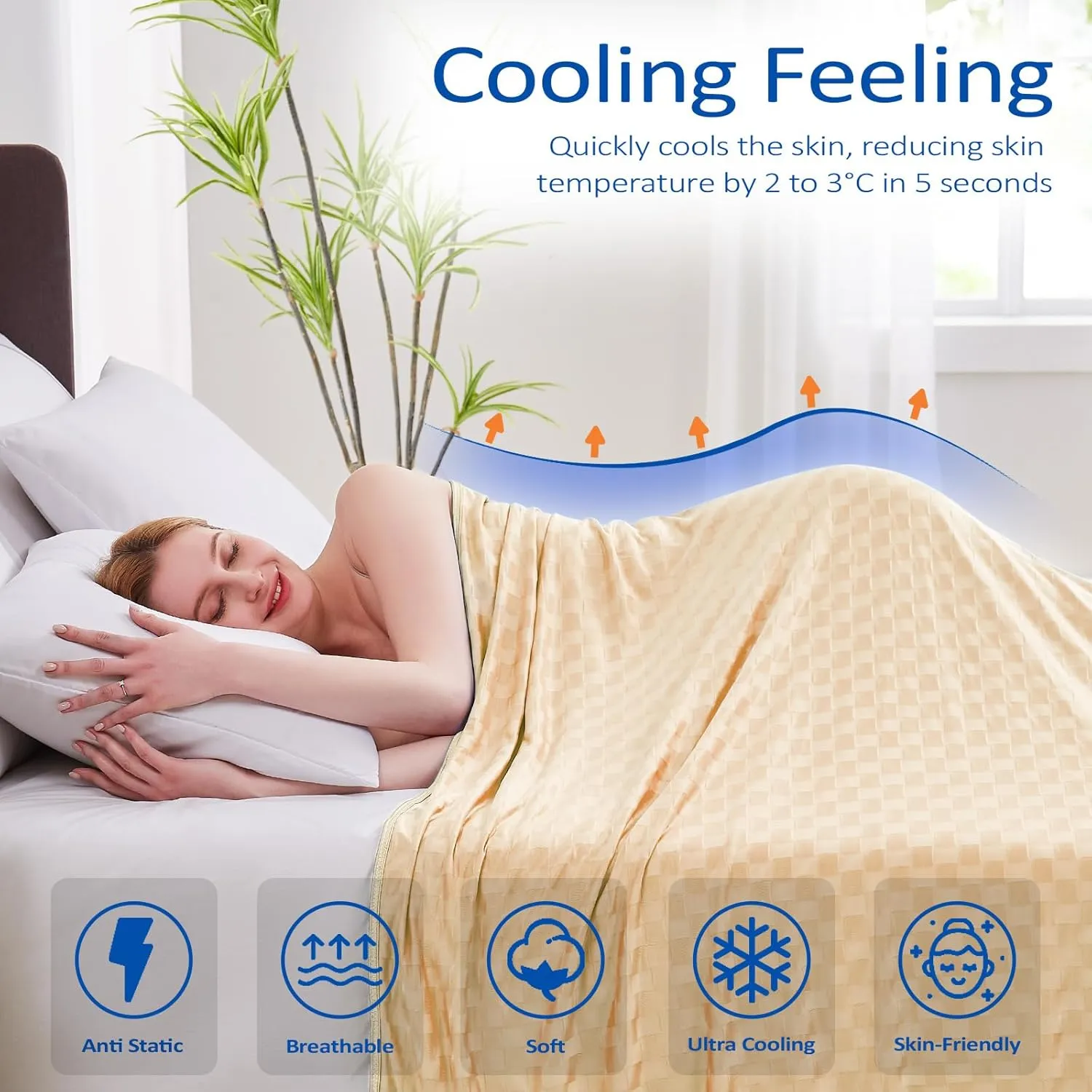 Topcee Cooling Blanket, Summer Cooling Blankets for Hot Sleepers, Arc-Chill Q-Max>0.5 Cool Fiber, Oeko-TEX 100% Certified, Soft, Breathable, Double-Side Bed Throw,Keep Cool for Adults Kids 50"x70"