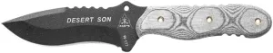Tops Knives Desert Son Full Tang Fixed Blade- Black Traction Coating Blade Finish- Black Kydex Sheath w/Rotating Spring Steel Clip (Black Linen Micarta Handle)