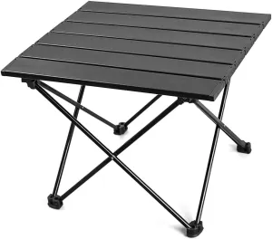 Topyond Portable Folding Table, Aluminum Alloy Camping Table with Front Pocket Design, Stable Support Frame Lightweight Table for Outdoor Picnics and Travel (S with Storage Bag)