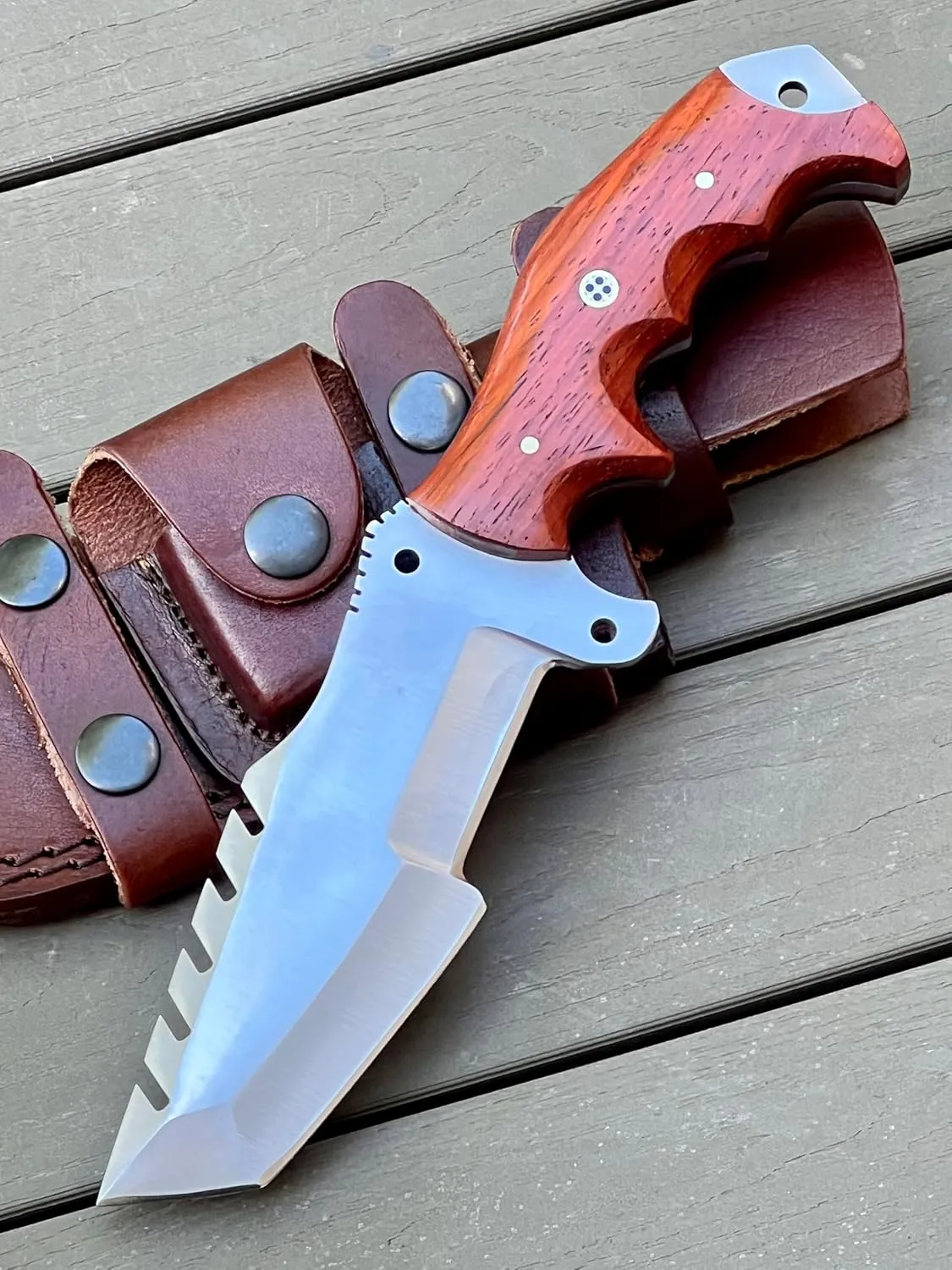 TR-1168 Custom Handmade Damascus Steel 10 Inches Tracker Knife - Perfect Grip walnut wood Handle (TR-2150)