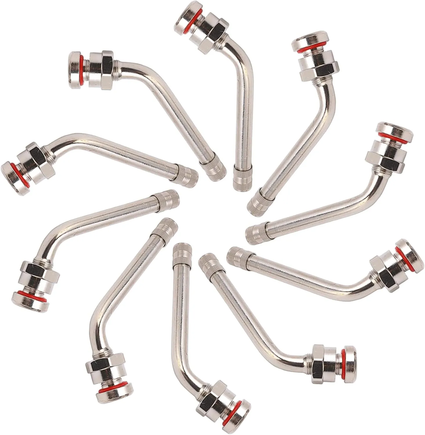 TR545D Truck Valve Stem - (Pack of 10) 60 Degree Bend Valve Stem, Truck Tire Valve Stems Compatible with Alcoa Aluminum Wheels (22.5" and 24.5") Tubeless Trucks and Buses