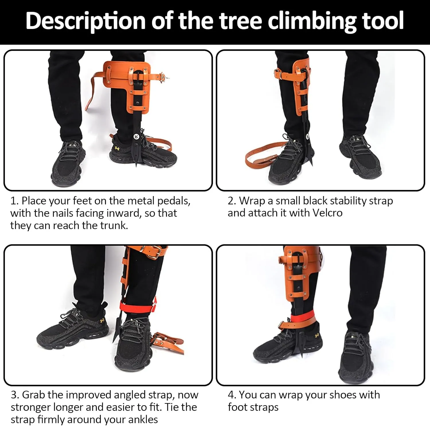 Tree Climbing Gear，Tree Climbing Spikes, Tree Climbing Gear with Adjustable Climbing Straps and Steel Core Flip Line, Rock Climbing Kit with Triple Lock Lanyard Adjuster