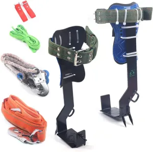 Tree Climbing Spike Set Safety Belt Straps Portable Adjustable Lanyard Carabiner for Hunting Observation, Picking Fruit