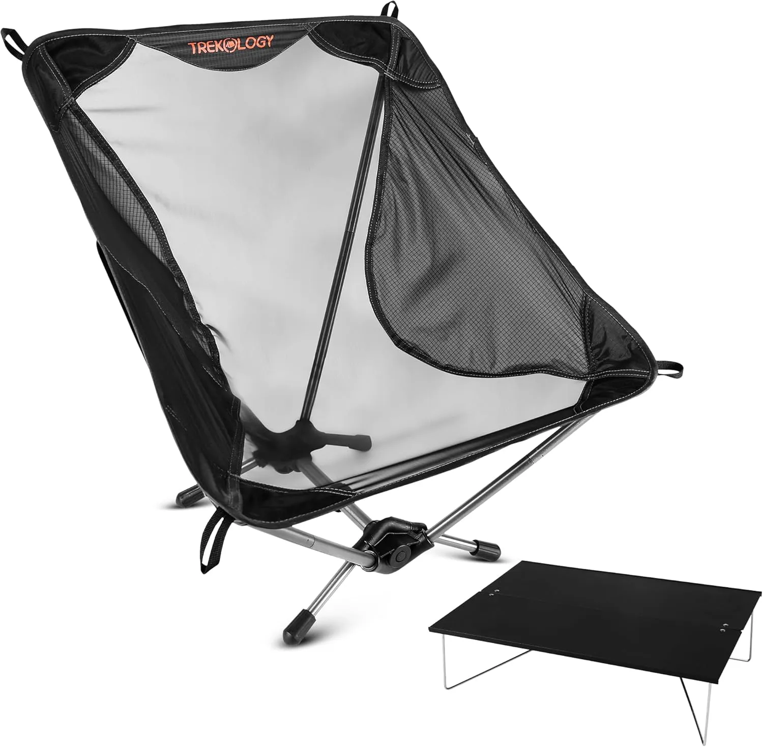 TREKOLOGY YIZI LITE Ultralight Camping Chair & TALU Mini Compact Folding Table Bundle - Lightweight, Portable Beach Chair & Camp Table for Hiking, Backpacking, Outdoor Adventures