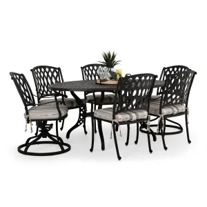 Trellis Outdoor Cast Aluminum 7 Piece Oval Dining Set