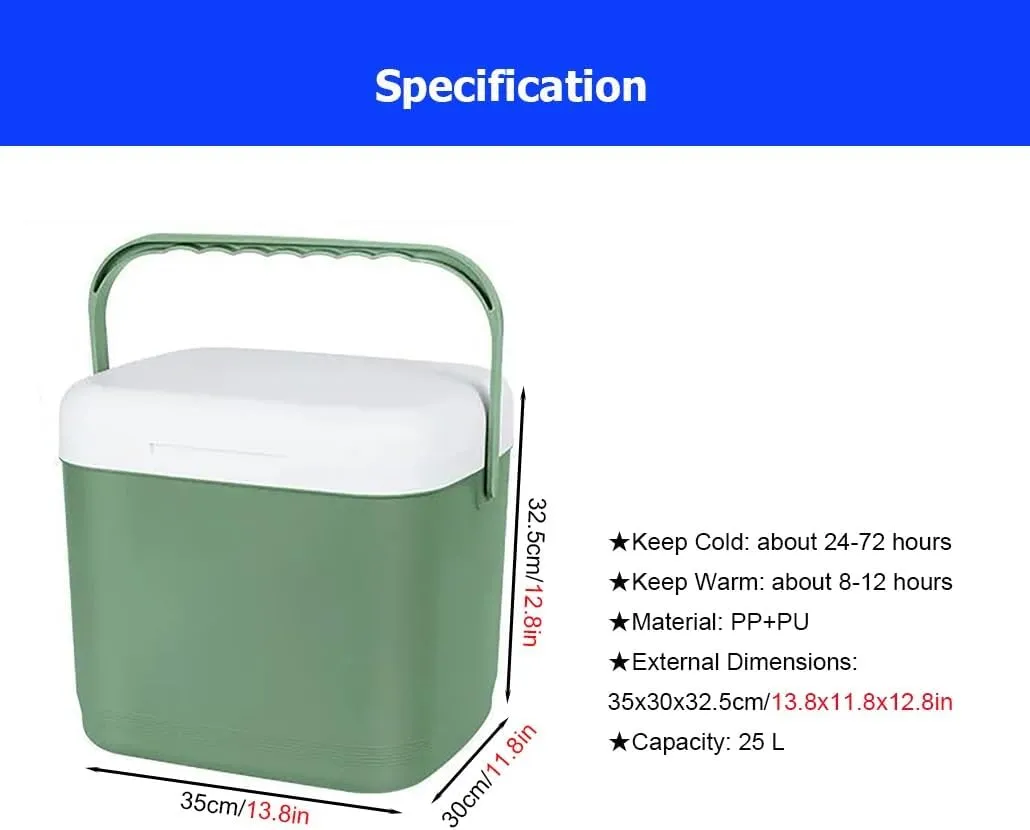 Triple-Layered Insulated Drybox Cooler and Small Hard Shell Lunchbox with Airtight Lid for Home Camping Travel Finshing Beach