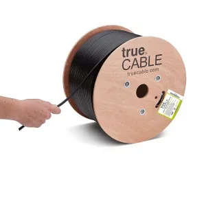 trueCABLE Cat6A Direct Burial, Shielded FTP, 1000ft, Waterproof, Outdoor Rated CMX, Black, 23AWG Solid Bare Copper, 750MHz, PoE   (4PPoE), ETL Listed, Bulk Ethernet Cable