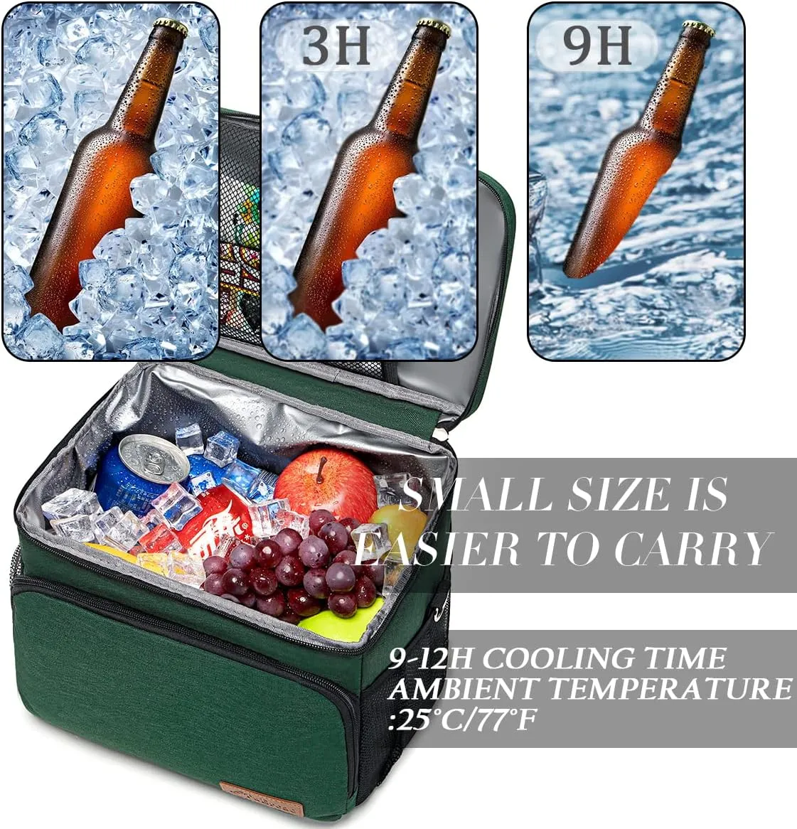 TuErcao Cooler Bag 24 Cans Leakproof Portable Collapsible Soft Cooler Small Ice Chest for Beach Camping Travel Cooler for Car, 15qt Lunch Box Cooler for Men Work Picnic