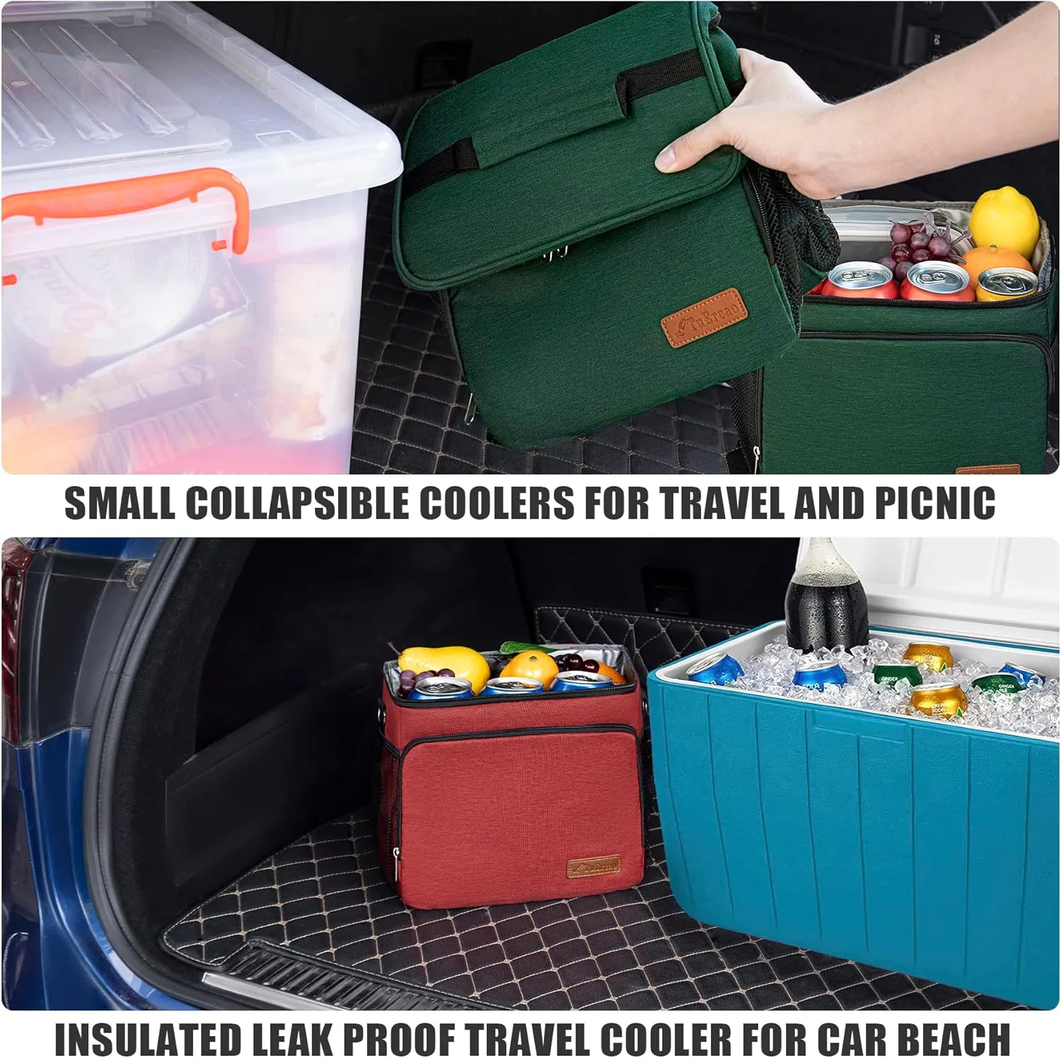 TuErcao Cooler Bag 24 Cans Leakproof Portable Collapsible Soft Cooler Small Ice Chest for Beach Camping Travel Cooler for Car, 15qt Lunch Box Cooler for Men Work Picnic