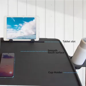 TV Tray Stand is an Folding Table，Extra Large Table Top Adjustable TV Dining Table Tray，for Eating, Folding Laptop Table with Book Stand, Cup Holder & Tablet Slot for Bed & Sofa