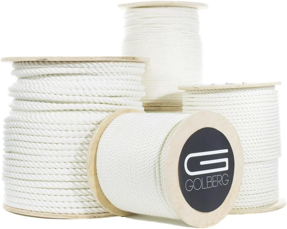 Twisted Nylon Rope (1 Inch x 100 Feet) - White Multipurpose Utility Line - Dock Lines, Towing Lines, Heavy Loads and Crafts