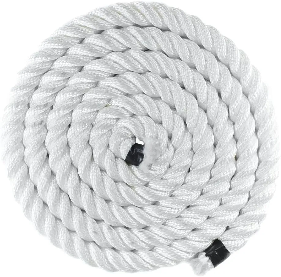 Twisted Nylon Rope (1 Inch x 100 Feet) - White Multipurpose Utility Line - Dock Lines, Towing Lines, Heavy Loads and Crafts