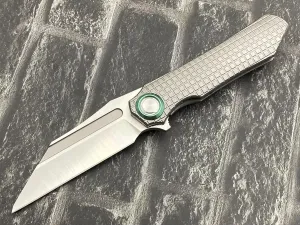 TwoSun TS195-Square Folding Knives Camping One Solid Titanium M390 Blade Pocket Knife