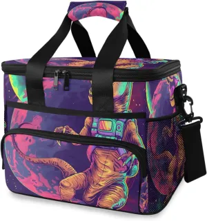 Tyrannosaurus Rex Astronauts Cooler Bag Insulated Cooler Soft Sided Cooler 24 Can Portable Picnic Bag Large Leakproof Lunch Bag Box for Beach Grocery Camping Travel Car Men Women