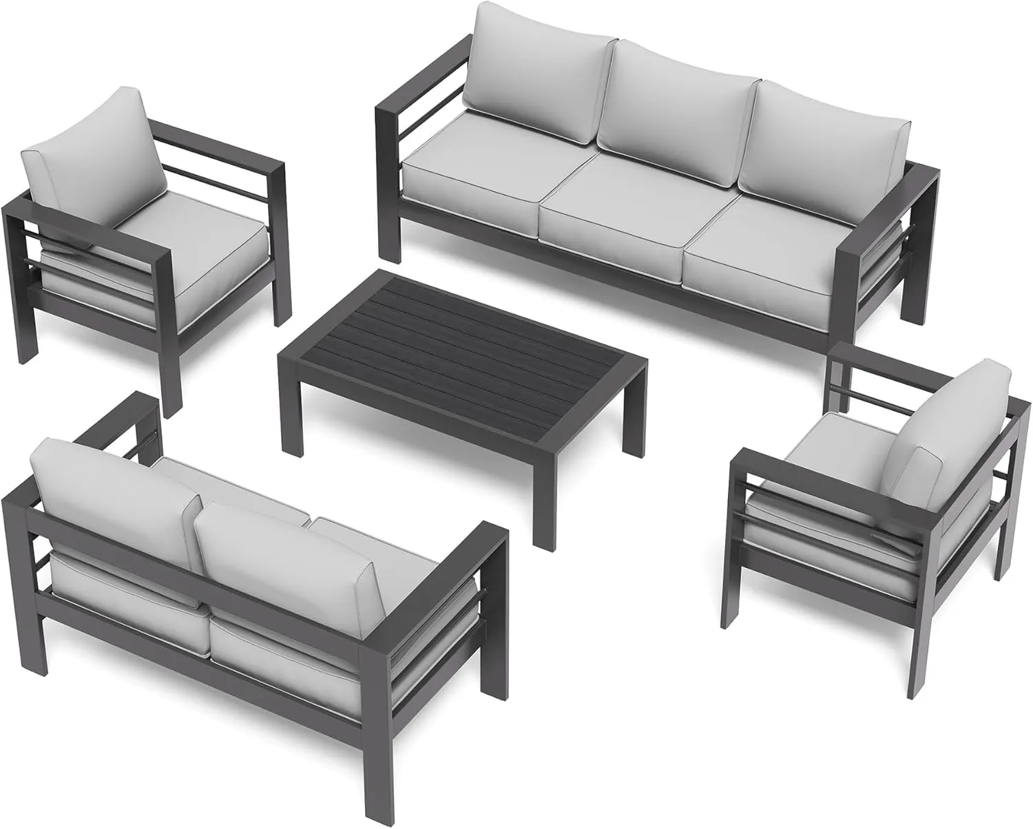 UDPATIO Oversized Aluminum Patio Furniture Set, Modern Outdoor Patio Conversation Sets, Patio Sectional Sofa Set w/ 5 Inch Cushion for Patio Poolside, Deck,(Include 4 Sofa Cover)