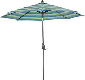 Ulax furniture Outdoor Patio Sunbrella Umbrella 9 Ft Market Table Umbrella Stripe (Seville Seaside)