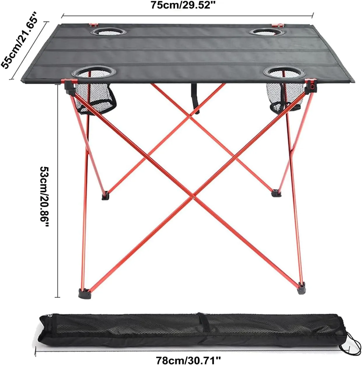 Ultra-Light Aluminum Alloy Camping Table Folding Beach Portable Table Outdoor Backpacking Roll Up Desk Furniture with Cup Holders, for Camping, Picnic, Beach and BBQ,Gray