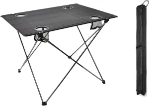 Ultra-Light Aluminum Alloy Camping Table Folding Beach Portable Table Outdoor Backpacking Roll Up Desk Furniture with Cup Holders, for Camping, Picnic, Beach and BBQ,Gray