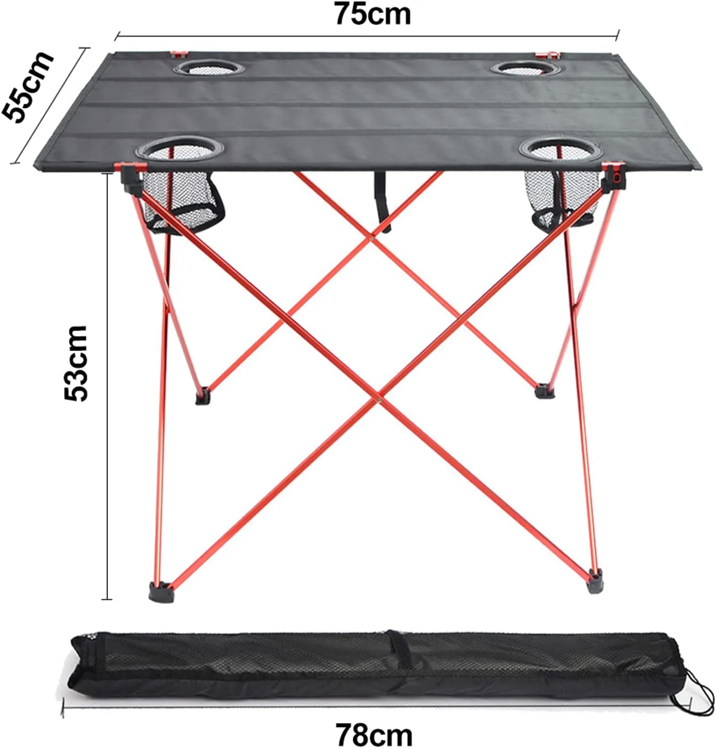 Ultra-Light Aluminum Alloy Camping Table Folding Beach Portable Table Outdoor Backpacking Roll Up Desk Furniture with Cup Holders,Blue
