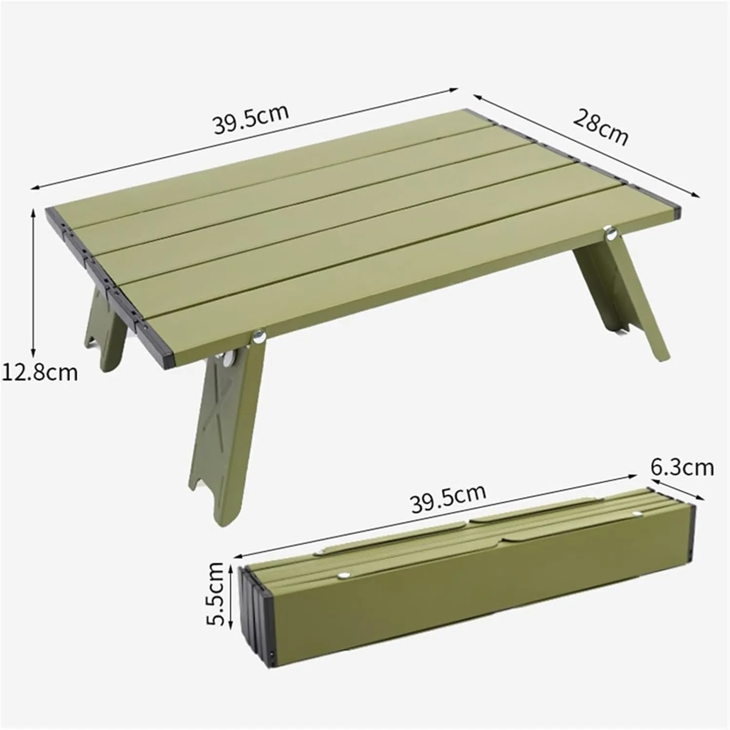 Ultra Light Portable Aluminum Folding Table Compact Outdoor Camping Picnic Tent Tea Lounge Table for Travel and Leisure(Green)