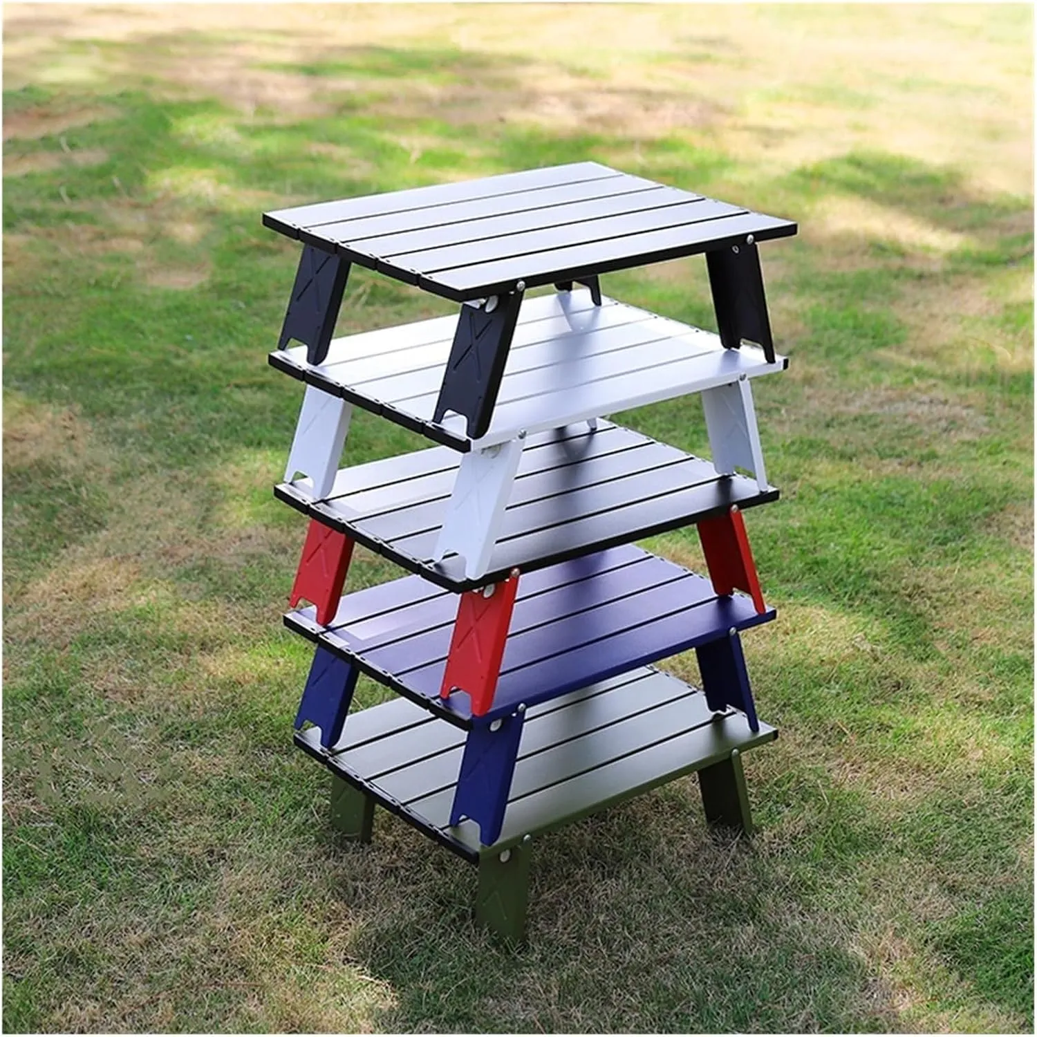 Ultra Light Portable Aluminum Folding Table Compact Outdoor Camping Picnic Tent Tea Lounge Table for Travel and Leisure(Green)