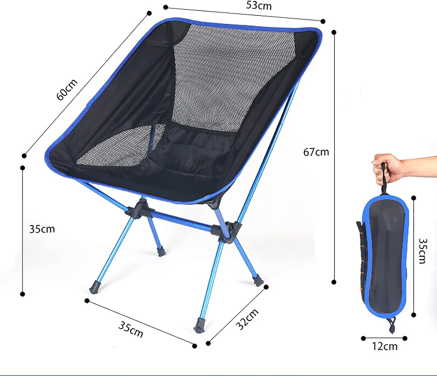 Ultralight Folding Camping Chair, Portable Compact for Outdoor Camp, Travel, Beach, Picnic, Festival, Hiking, Lightweight Backpacking